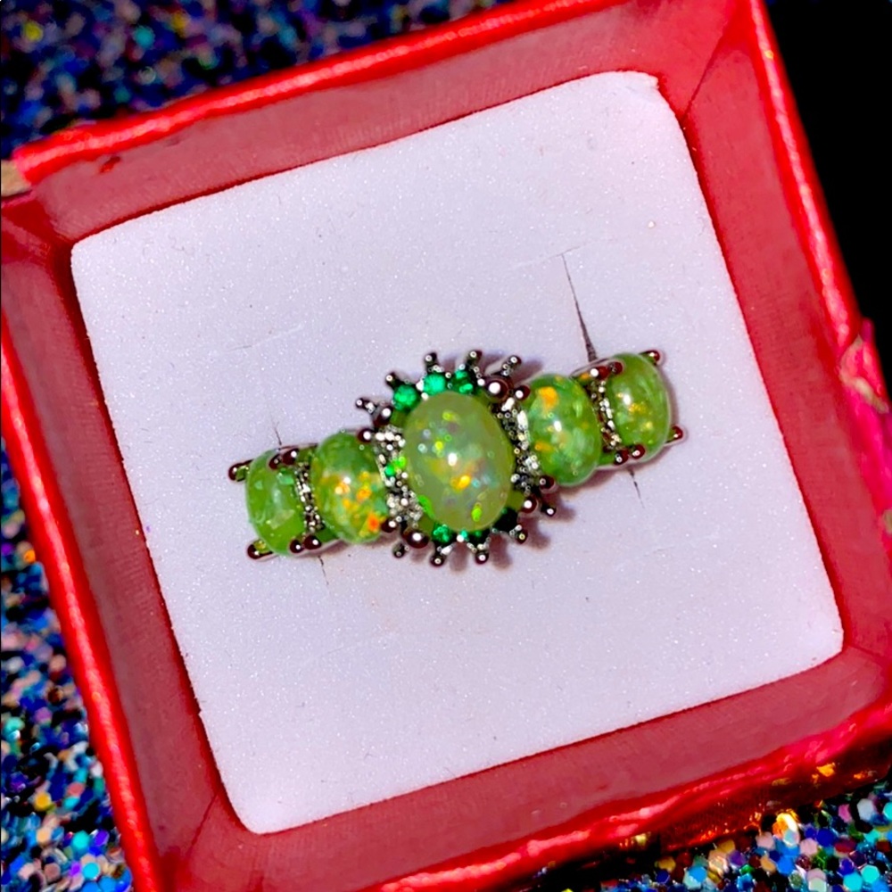 Sterling and green opal